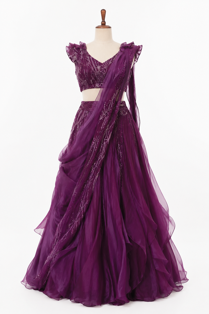 Sulakshana Monga Purple Embellished Lehenga Set