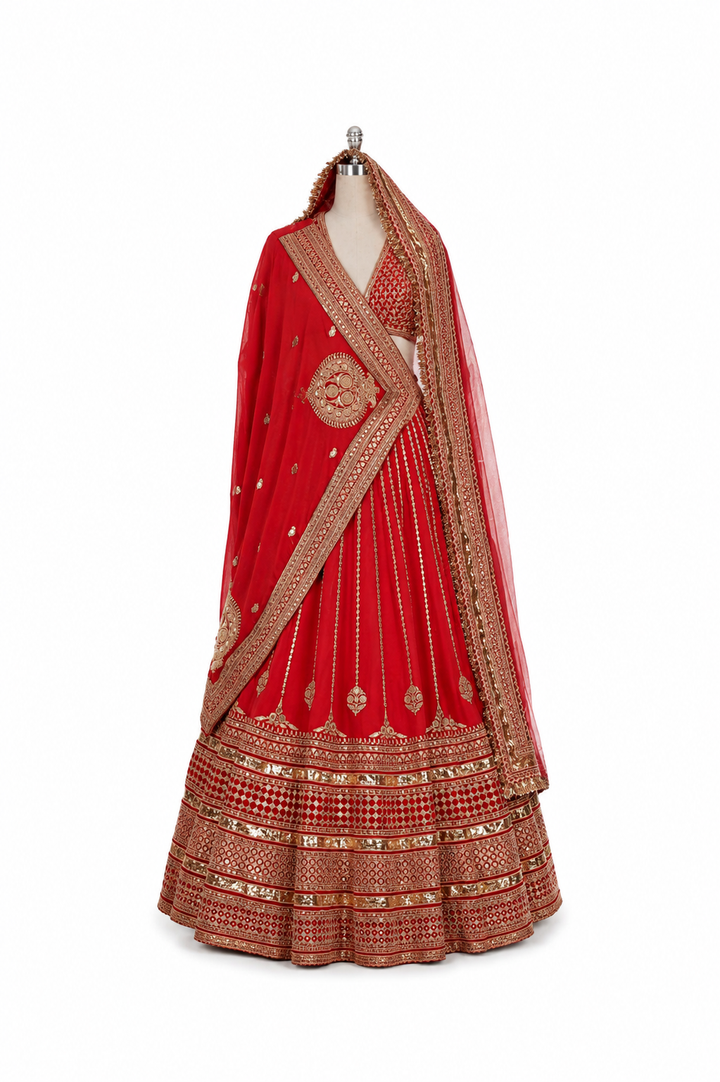 Sabyasachi Red Bridal Lehenga Set