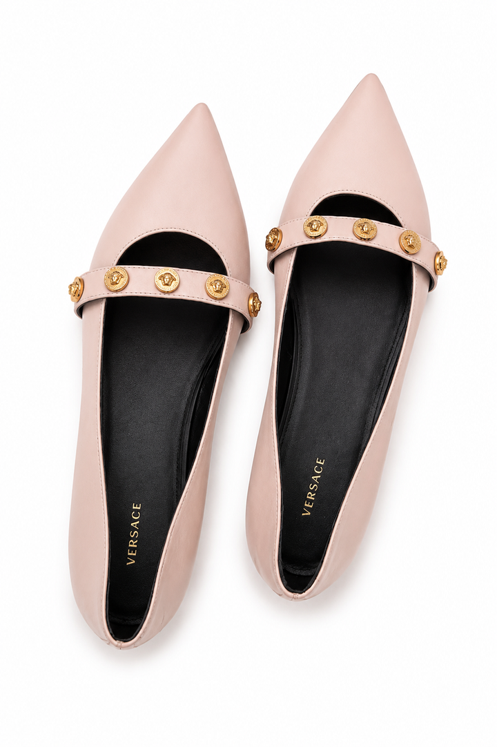 Versace Women's Metal Medusa Studs Ballet Flats Size 37