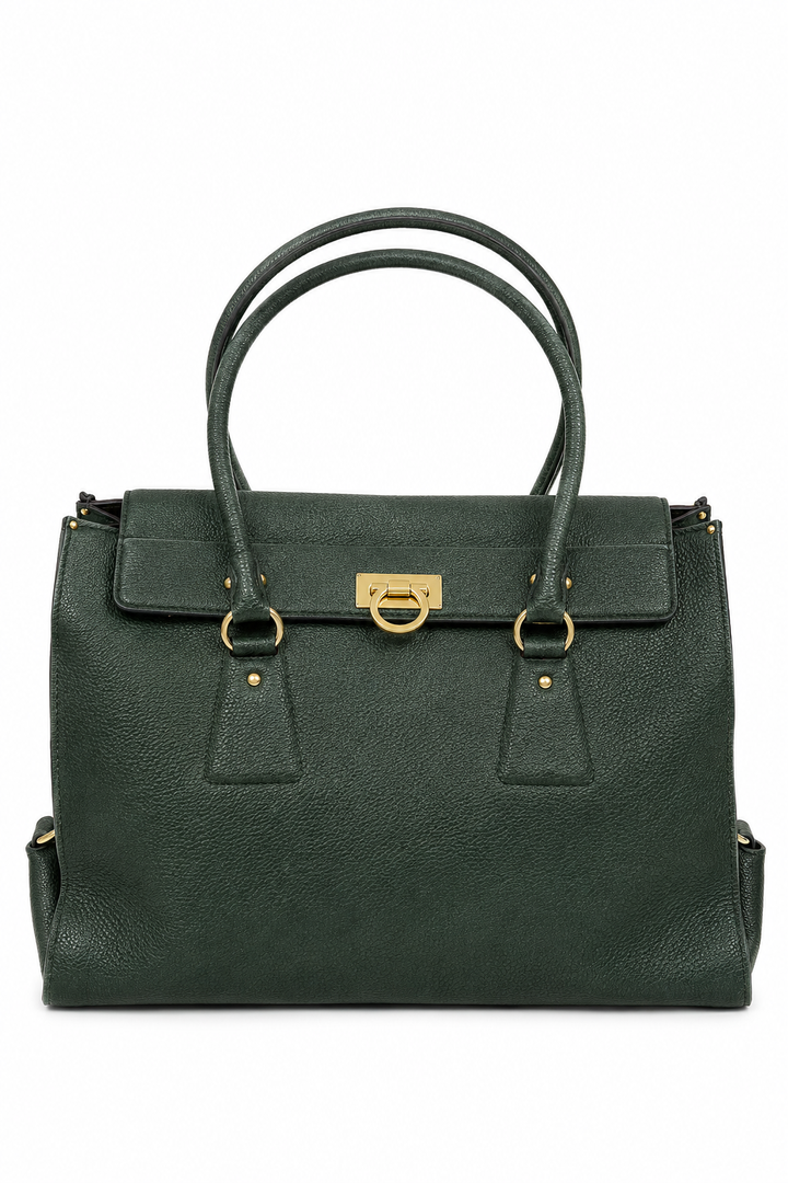 Salvatore Ferragamo Green Leather Satchel