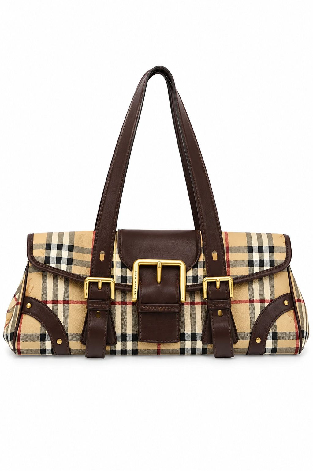 Burberry Haymarket Buckle Flap Shoulder Bag