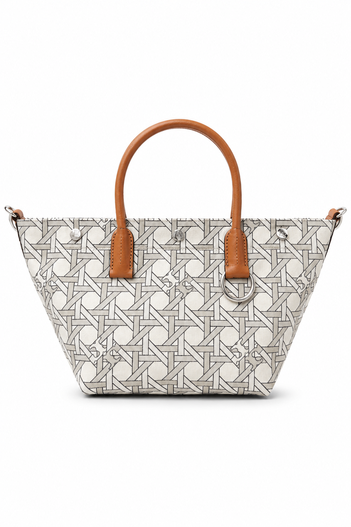 Tory Burch Canvas Basket-Weave Tote Bag