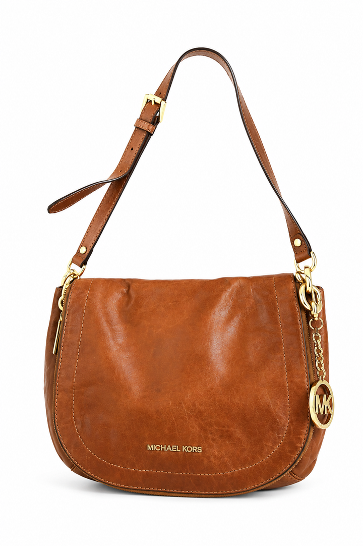 Michael Kors Tan Leather Elyse Crossbody Bag