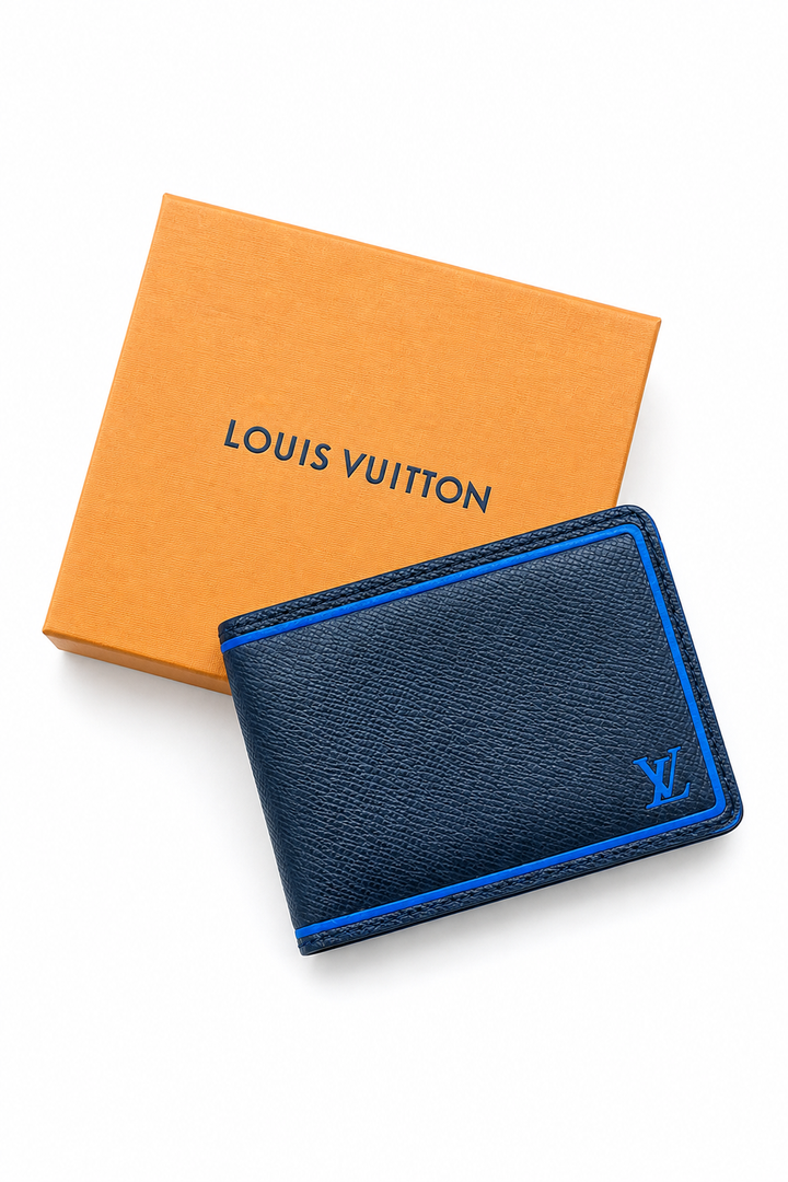 Louis Vuitton Black/Blue Taiga Leather Multiple Wallet
