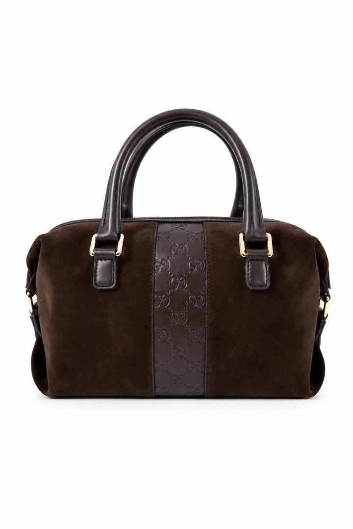 Gucci Suede Guccissima Boston Bag