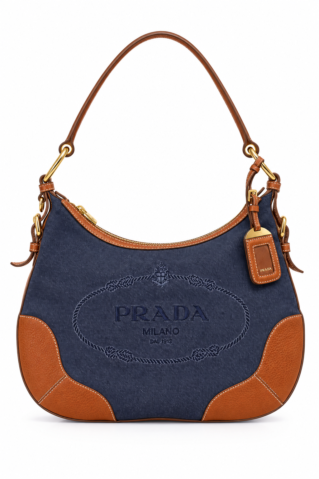 Prada Canvas & Leather Shoulder Bag