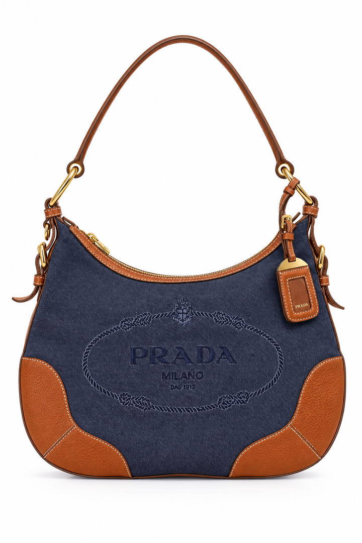 Prada Canvas & Leather Shoulder Bag