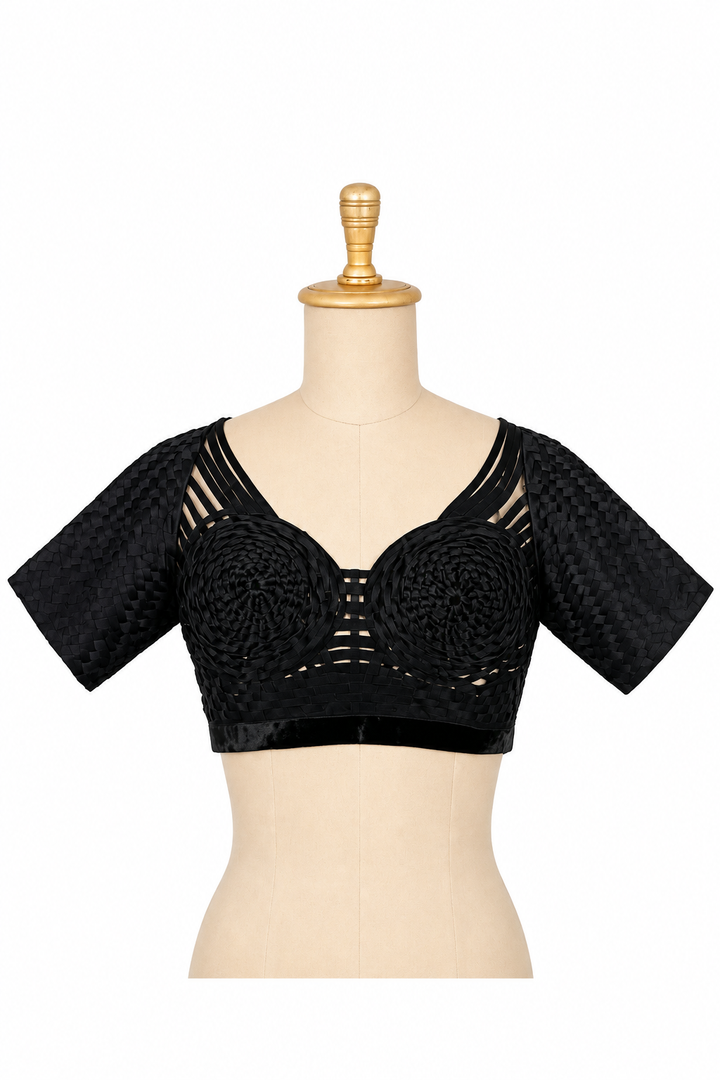Monisha Jaising Black Woven Blouse