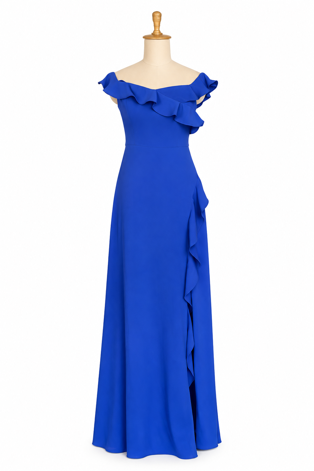 BCBG Max Azria Cobalt Blue Off-Shoulder Gown