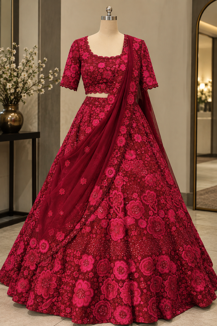 Mishru Floral Embroidered Lehenga Set