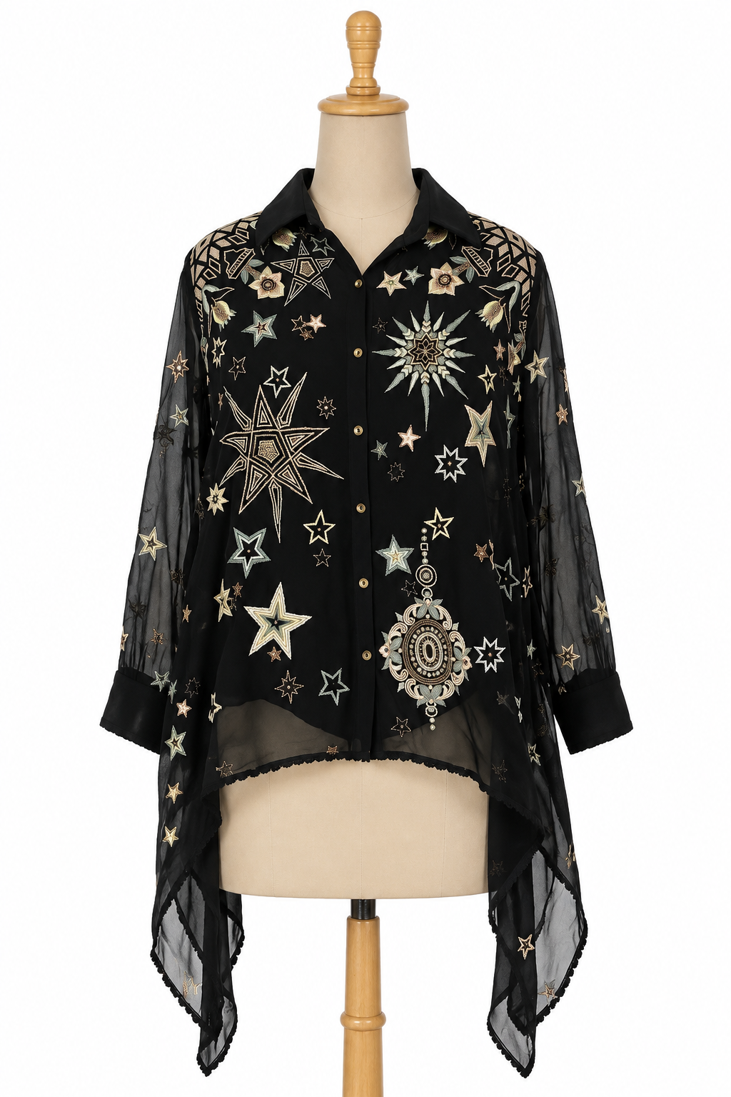 Tarun Tahiliani Embroidered Sheer Shirt