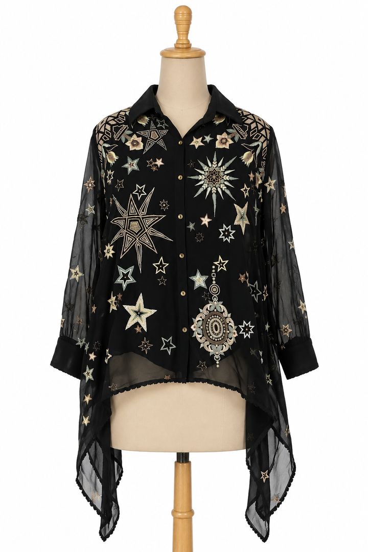 Tarun Tahiliani Embroidered Sheer Shirt