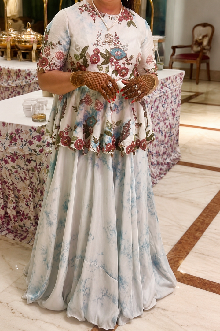 Gazal Gupta Floral Embroidered Peplum Set
