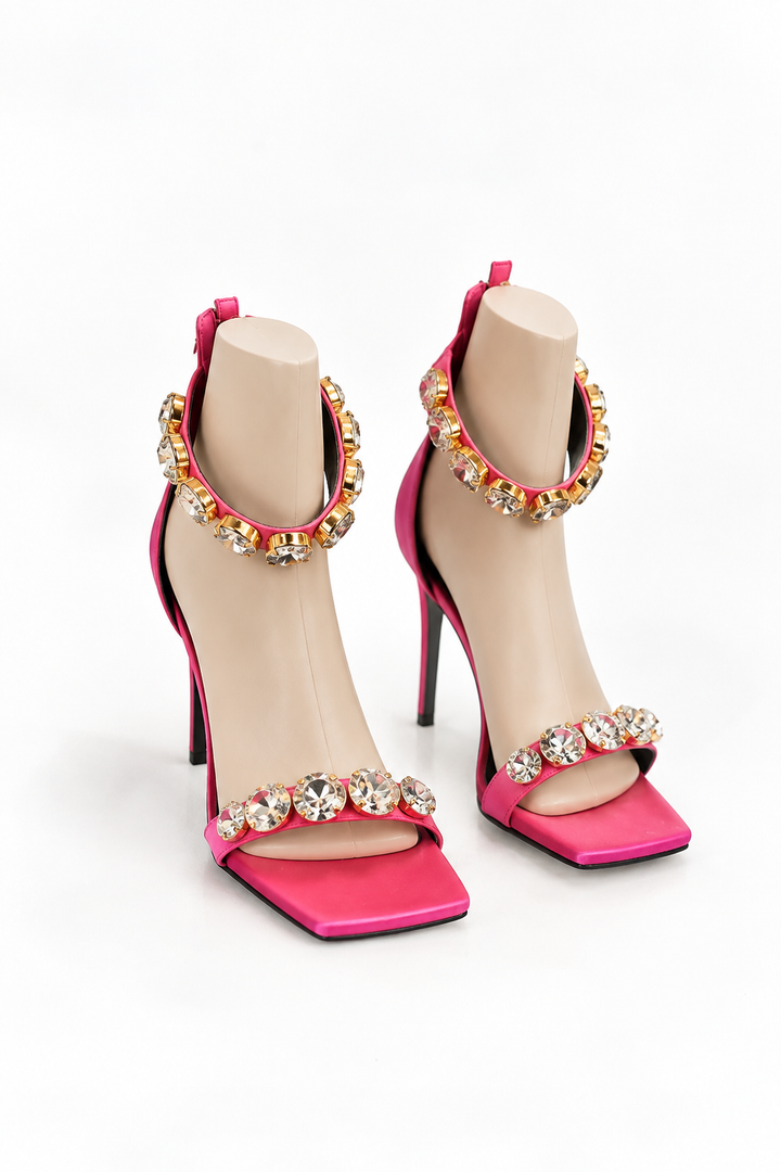 Versace Crystal-Embellished Fuchsia Heels Size 36