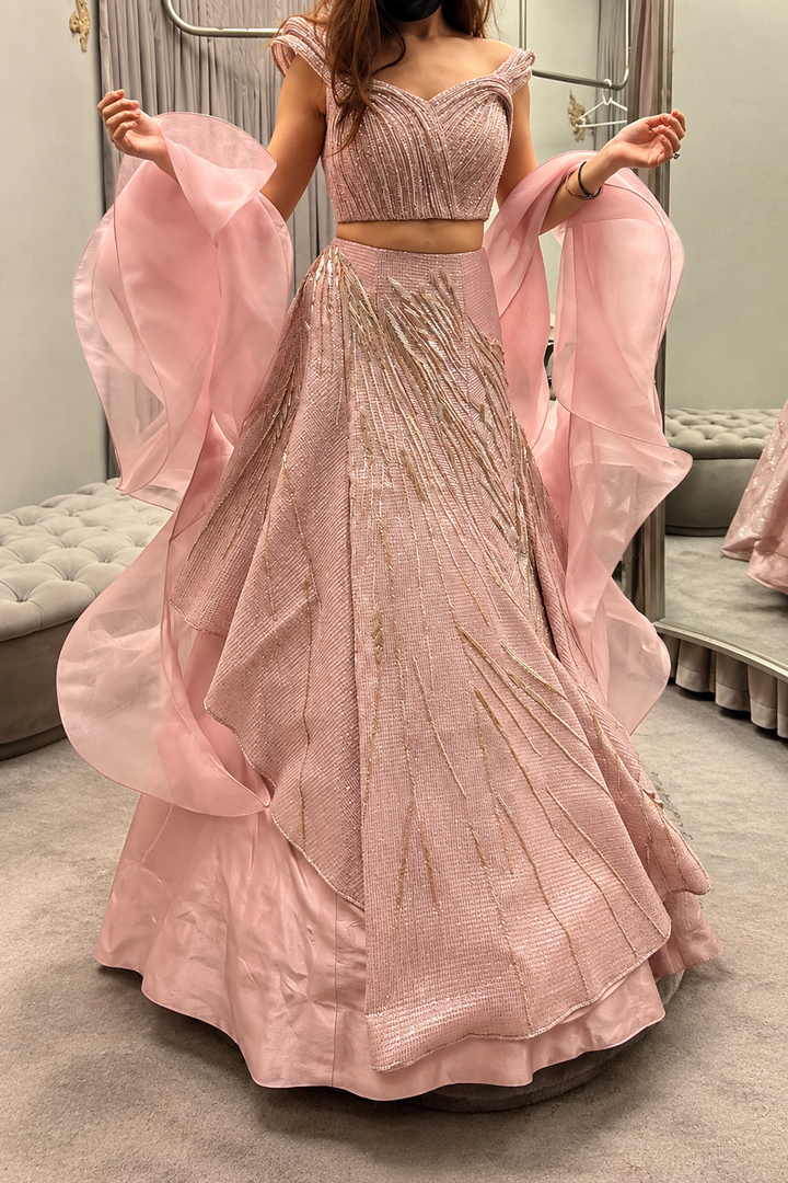 Gaurav Gupta Embellished Blush Pink Lehenga