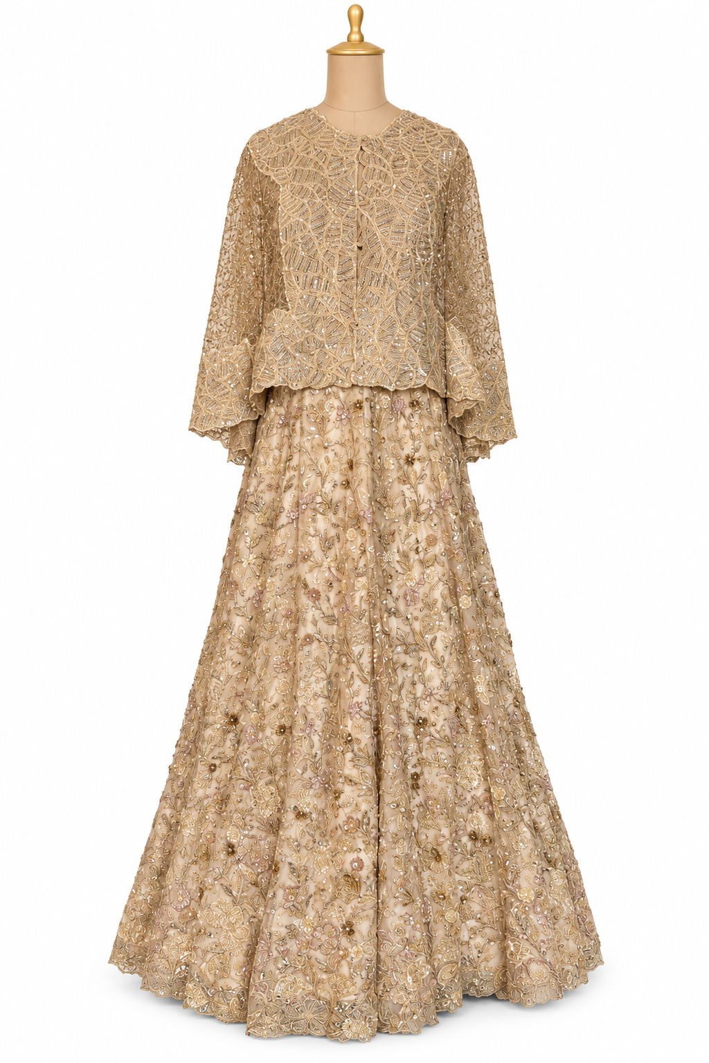 Shyamal & Bhumika Embroidered Gown with Cape