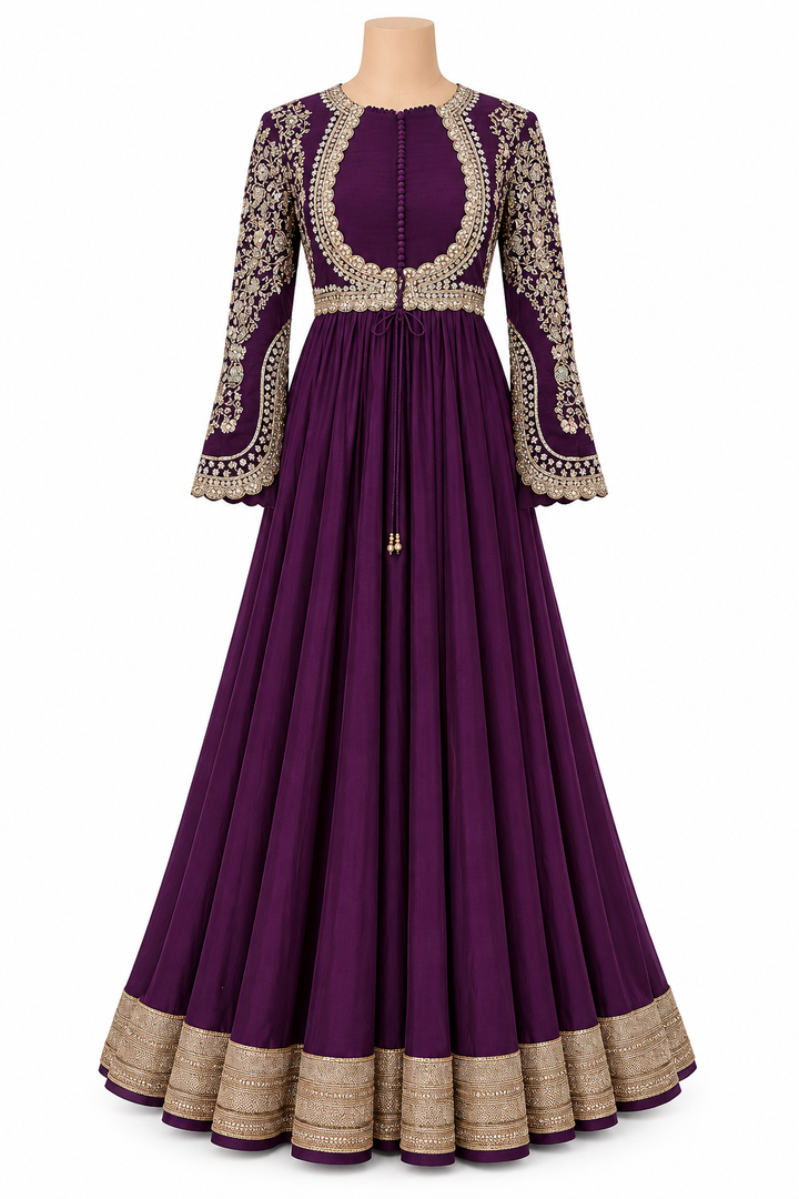 Jayanti Reddy Purple Embroidered Anarkali