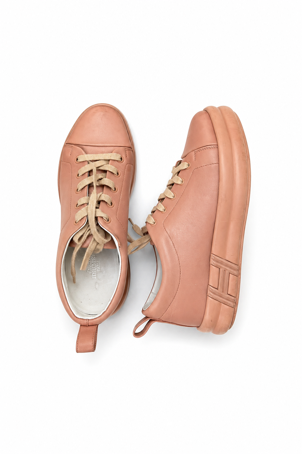 Hermès Happy Lace-Up Leather Sneakers Size 39