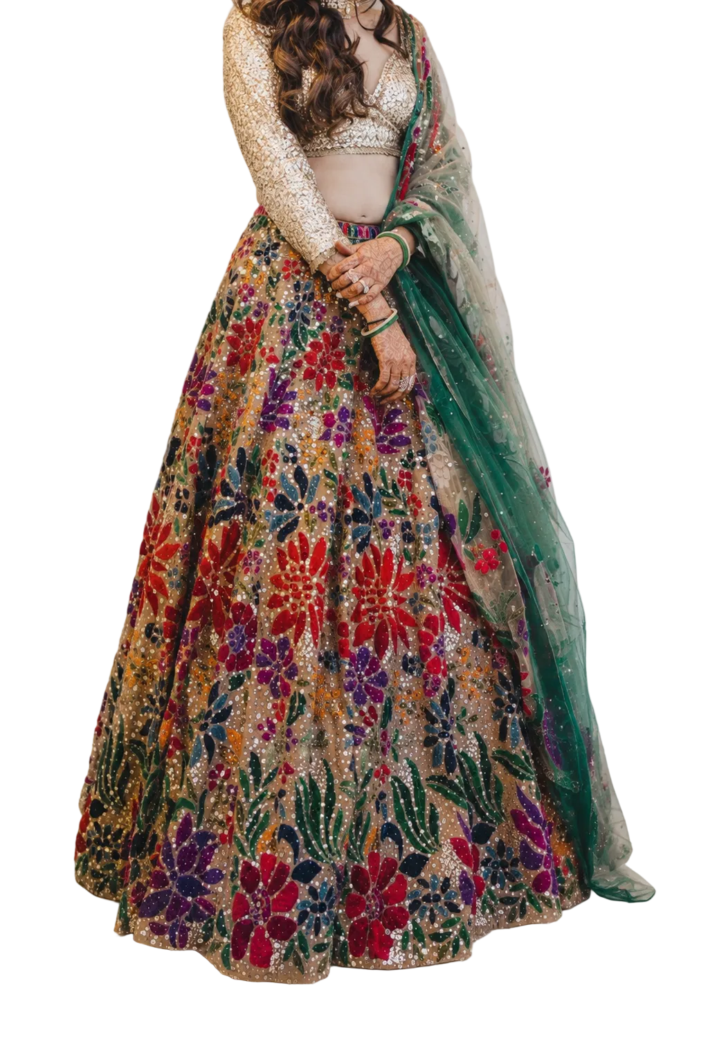Seema Gujral Multicolour Floral Embellished Lehenga Set
