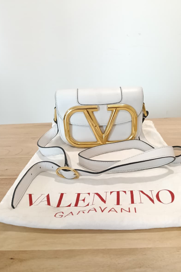 Valentino Off White Super Vee Crossbody Bag