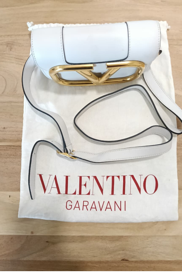 Valentino Off White Super Vee Crossbody Bag