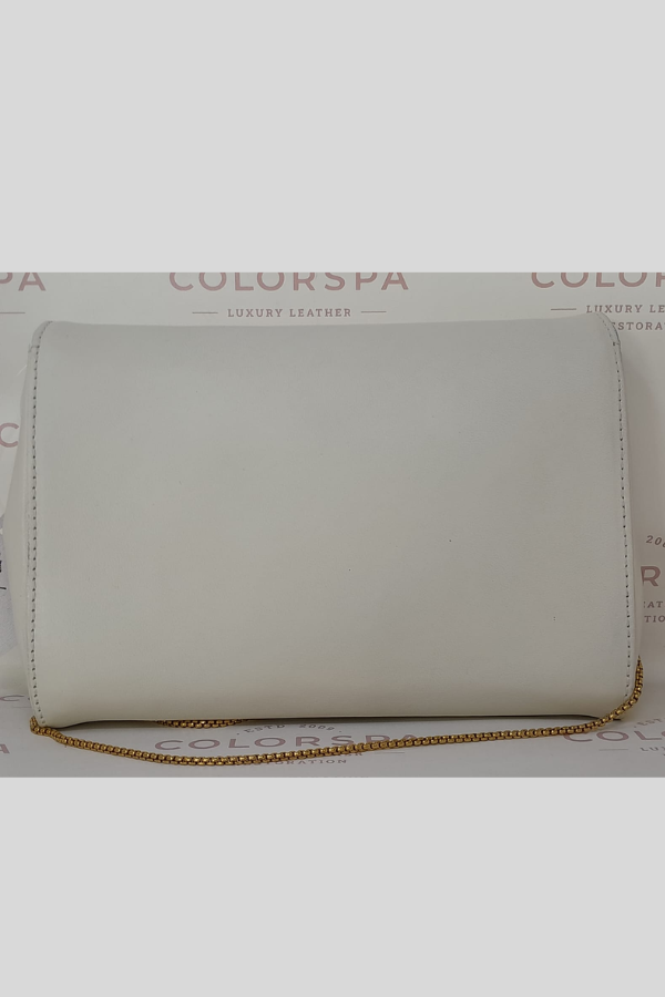 Versace Off White Leather Medusa Chain Clutch