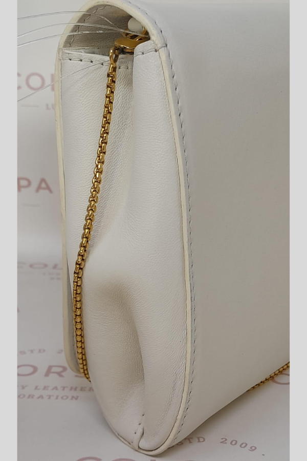 Versace Off White Leather Medusa Chain Clutch