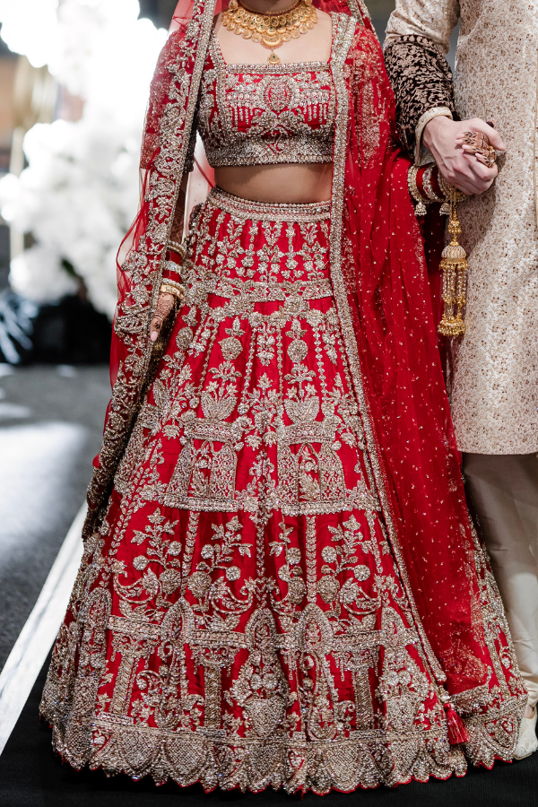 Seema Gujral Red Embroidered Bridal Lehenga Set