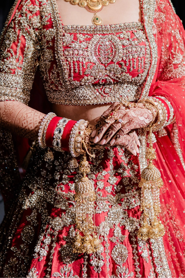 Seema Gujral Red Embroidered Bridal Lehenga Set