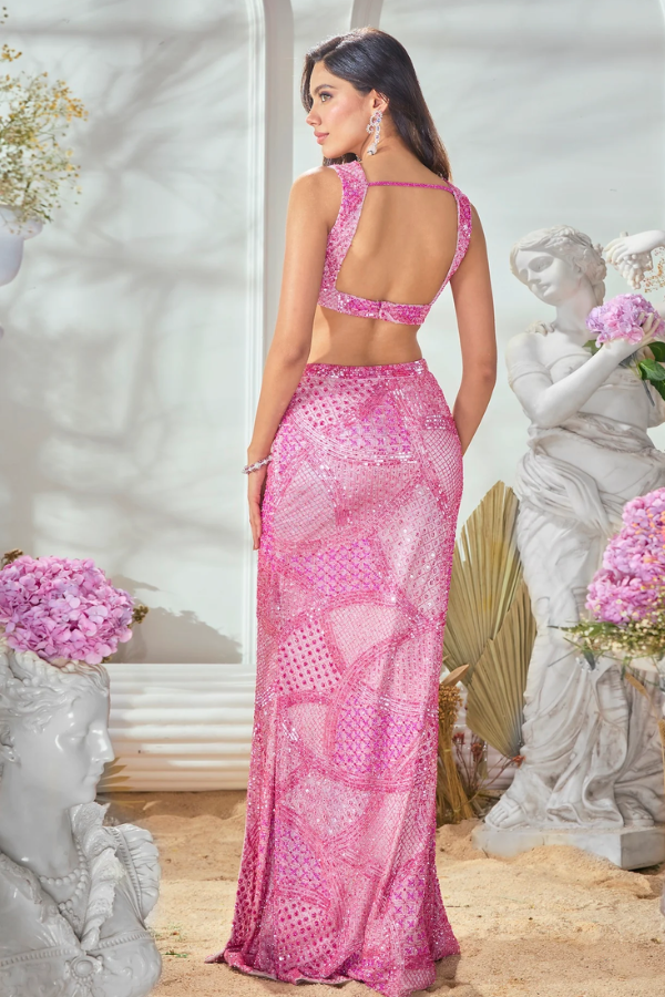 Surabhi Chopra Pink Drape Skirt Set