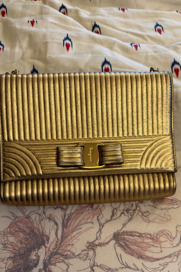 Salvatore Ferragamo Ginny Vara Bow Textured Leather Cross Body Bag