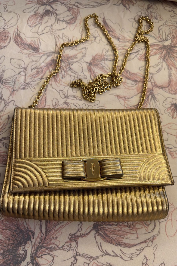 Salvatore Ferragamo Ginny Vara Bow Textured Leather Cross Body Bag