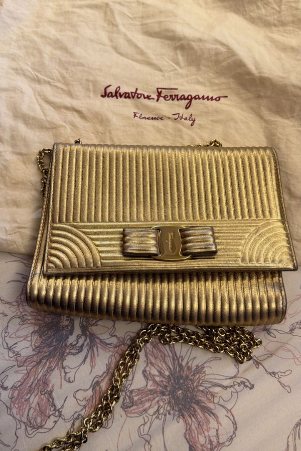 Salvatore Ferragamo Ginny Vara Bow Textured Leather Cross Body Bag