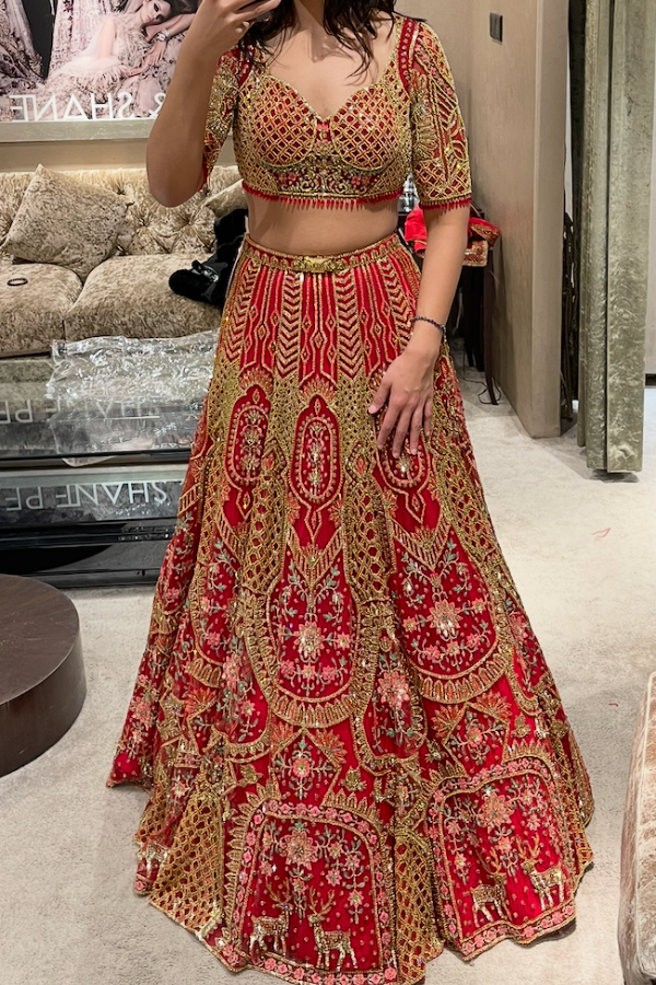 Falguni Shane Peacock Sylvie Red Lehenga Set