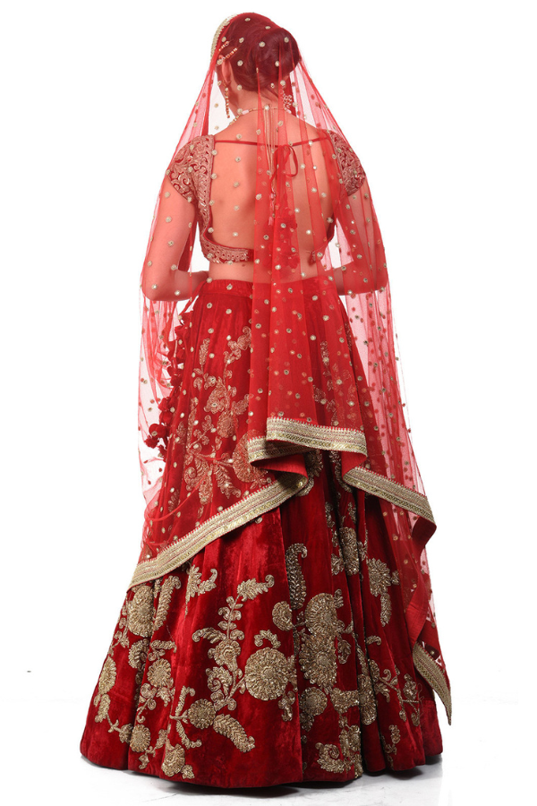 Sabyasachi Red Bridal Lehenga Set