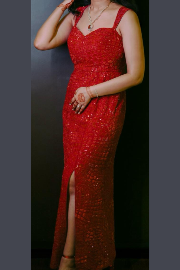 Mishru Red Embellished Dress