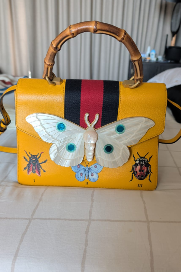 Gucci Yellow Leather Falena Satchel Bag