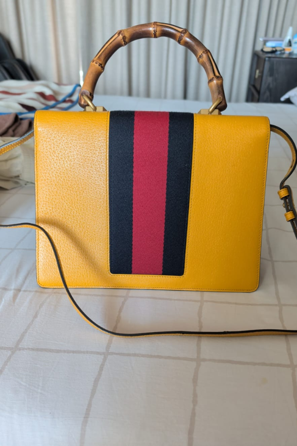Gucci Yellow Leather Falena Satchel Bag