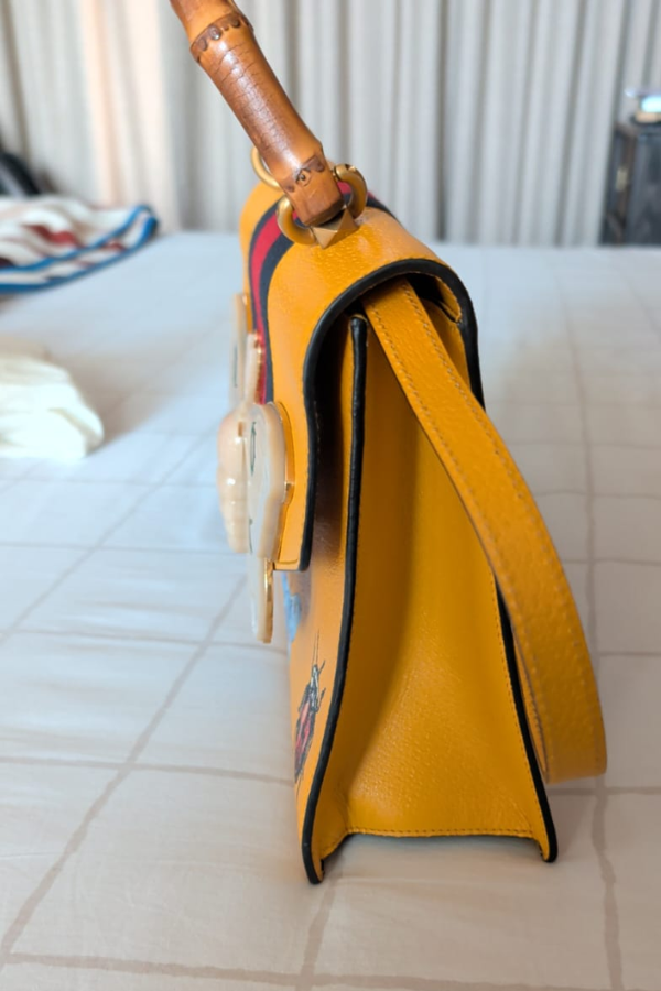 Gucci Yellow Leather Falena Satchel Bag