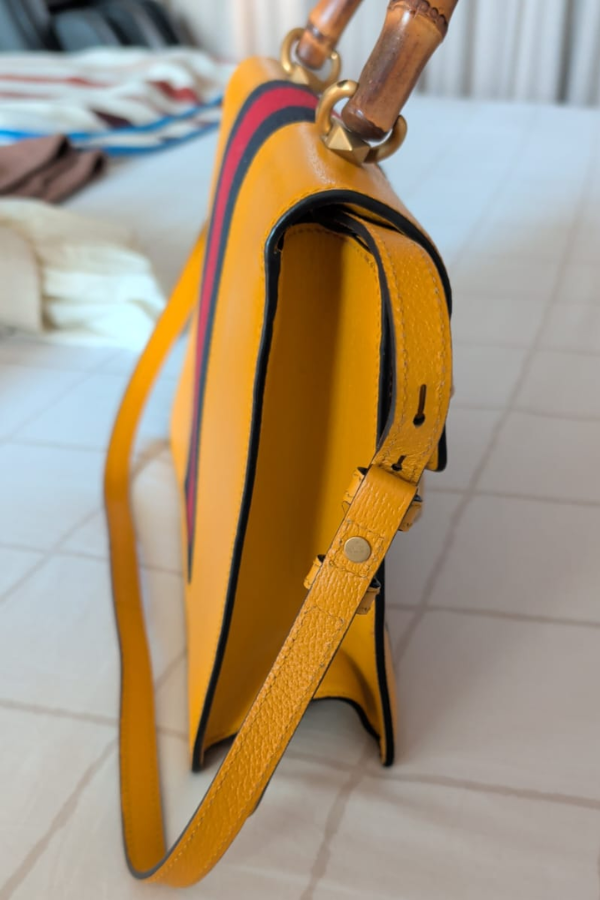 Gucci Yellow Leather Falena Satchel Bag