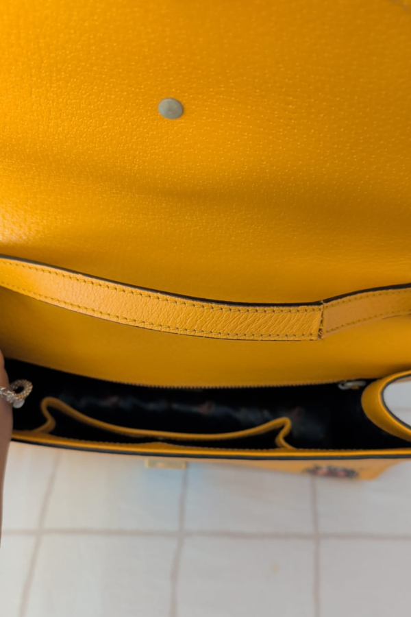 Gucci Yellow Leather Falena Satchel Bag