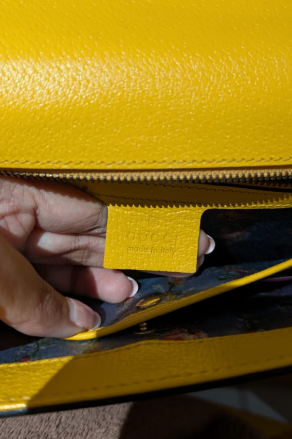 Gucci Yellow Leather Falena Satchel Bag
