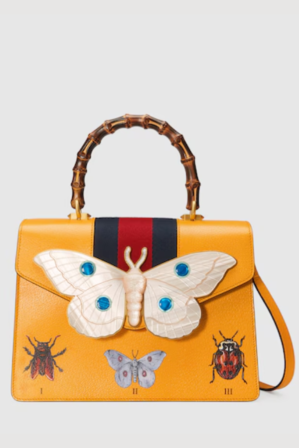 Gucci Yellow Leather Falena Satchel Bag