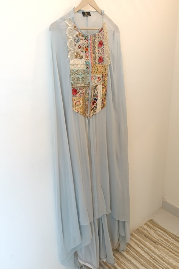 Varun Bahl Embroidered Cape Kurta and Sharara Set