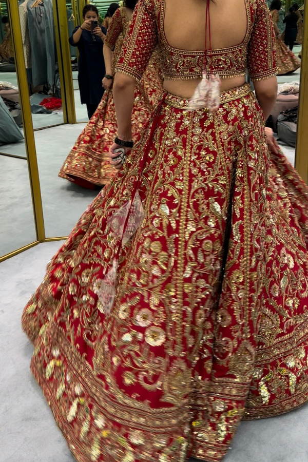 Ejaaz Couture Red Bridal Embroidered Lehenga Set