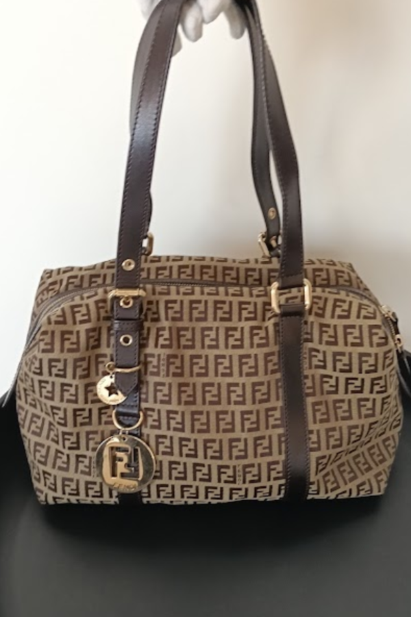 Fendi Ebony/Tobacco Zucchino Bauletto Bag