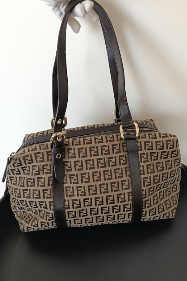 Fendi Ebony/Tobacco Zucchino Bauletto Bag