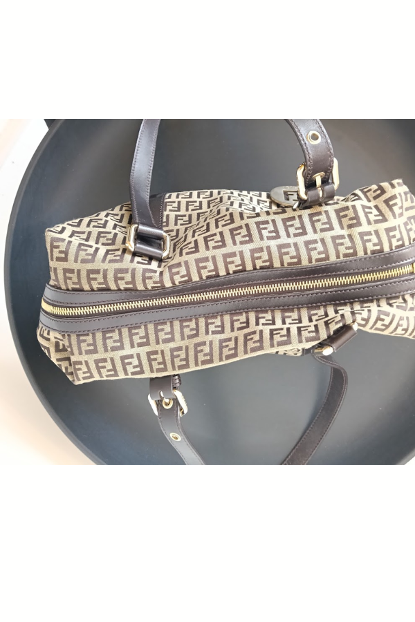 Fendi Ebony/Tobacco Zucchino Bauletto Bag