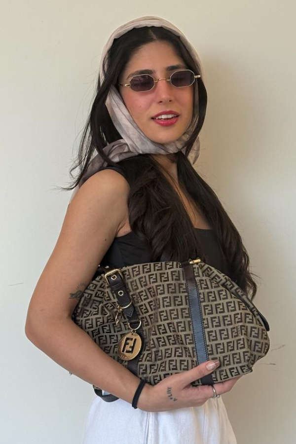 Fendi Ebony/Tobacco Zucchino Bauletto Bag