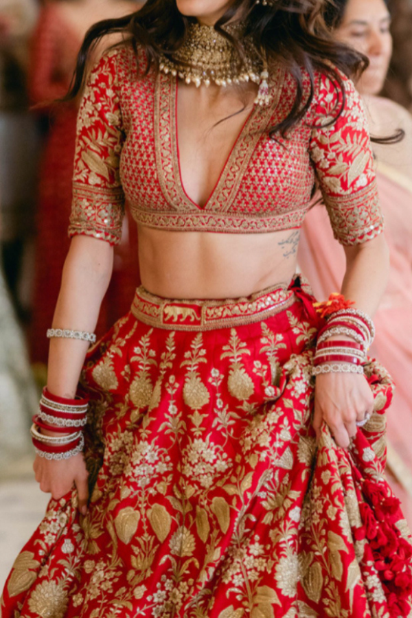 Sabyasachi Red Bridal Lehenga Set
